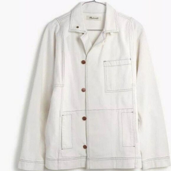 NWT SUPER CUTE ! Madewell x Where I Was From Women's White JEAN Jacket M - Picture 3 of 6